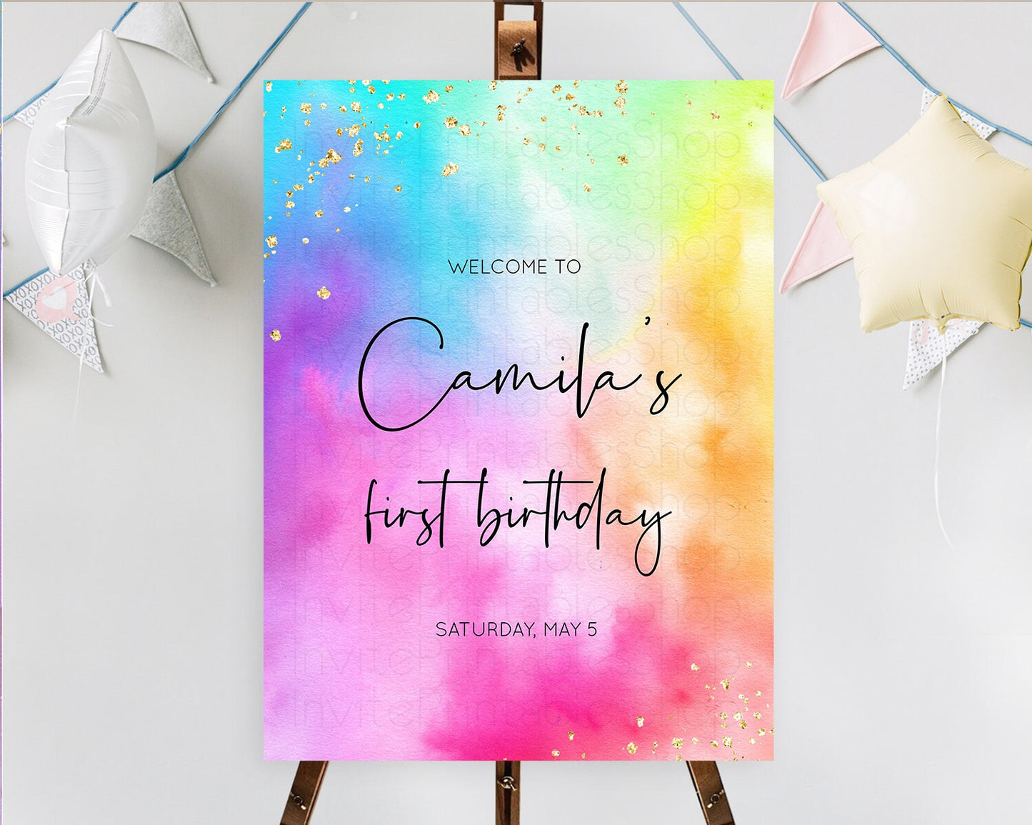 Tie Dye Welcome Board Rainbow Tie Dye Welcome Sign Pastel Welcome Poster Colorful Pastel Welcome Rainbow First Birthday Welcome Sign D10456