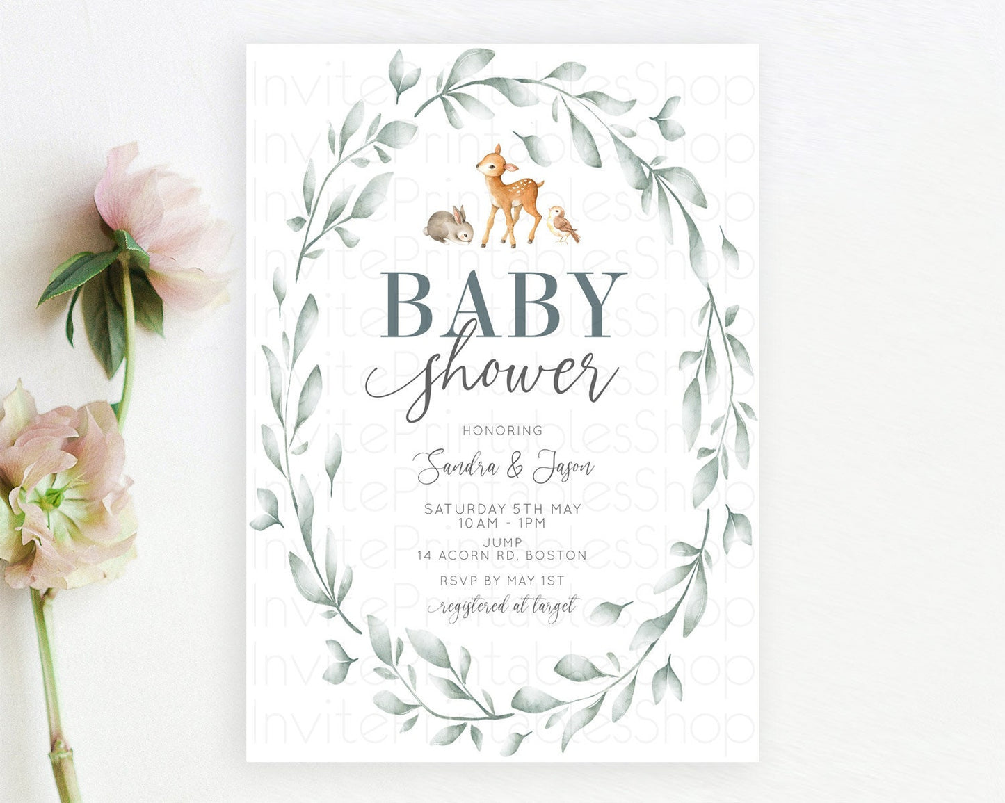 Editable Fawn Baby Shower Invitation Deer Baby Shower Invites Enchanted Fore