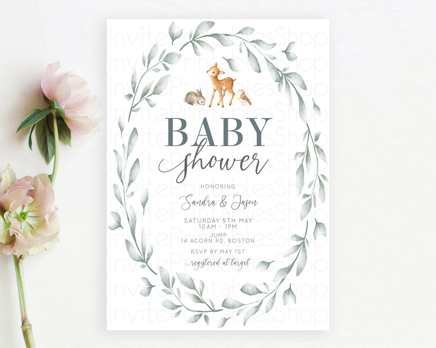 Editable Fawn Baby Shower Invitation Deer Baby Shower Invites Enchanted Fore