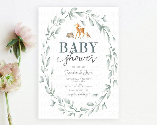 Editable Fawn Baby Shower Invitation Deer Baby Shower Invites Enchanted Fore