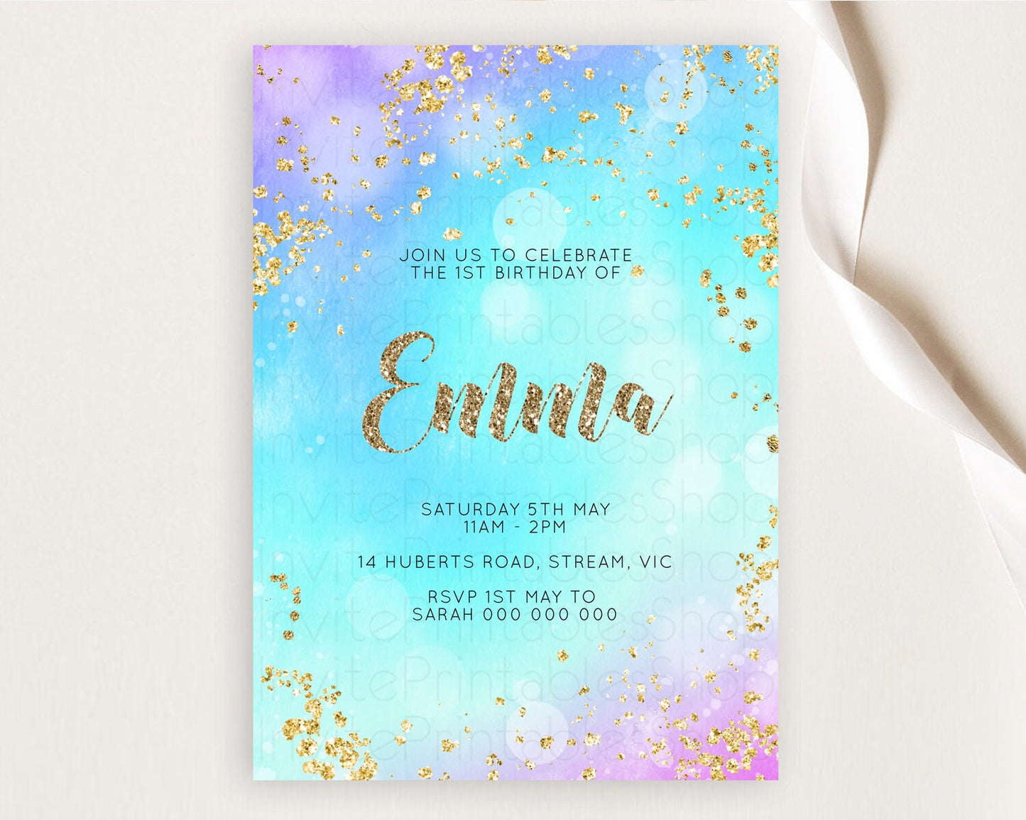 Mermaid Birthday Invitation Mermaid Invitation Rainbow Fish Under The Sea Colorful Pastel Mermaid Pool Party 2nd 1st First Birthday D10573