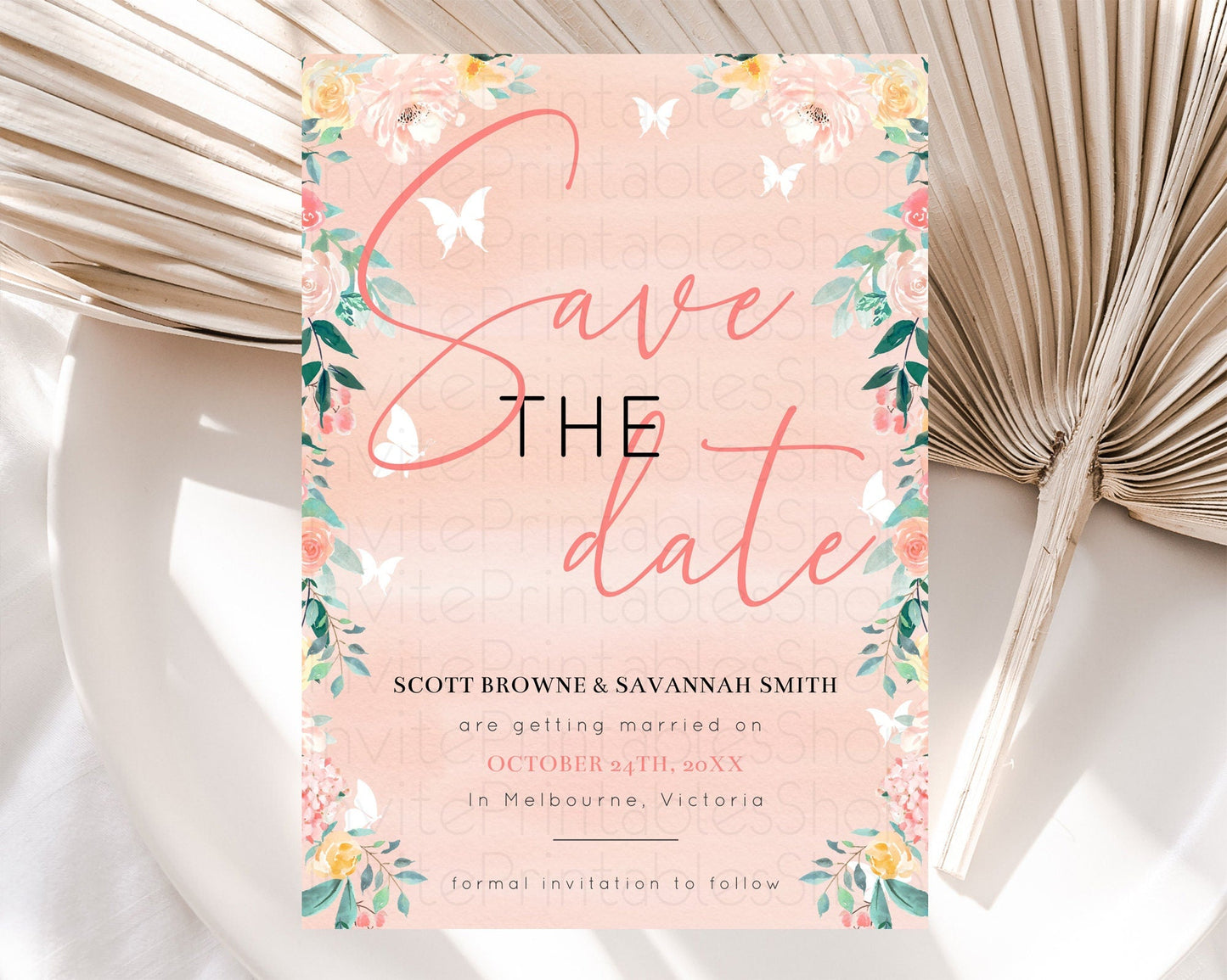 Wildflower Save The Date Template Secret Garden Save The Date Pastel Floral Garden Party Boho Flowers Birthday Baby Shower Wedding D10245