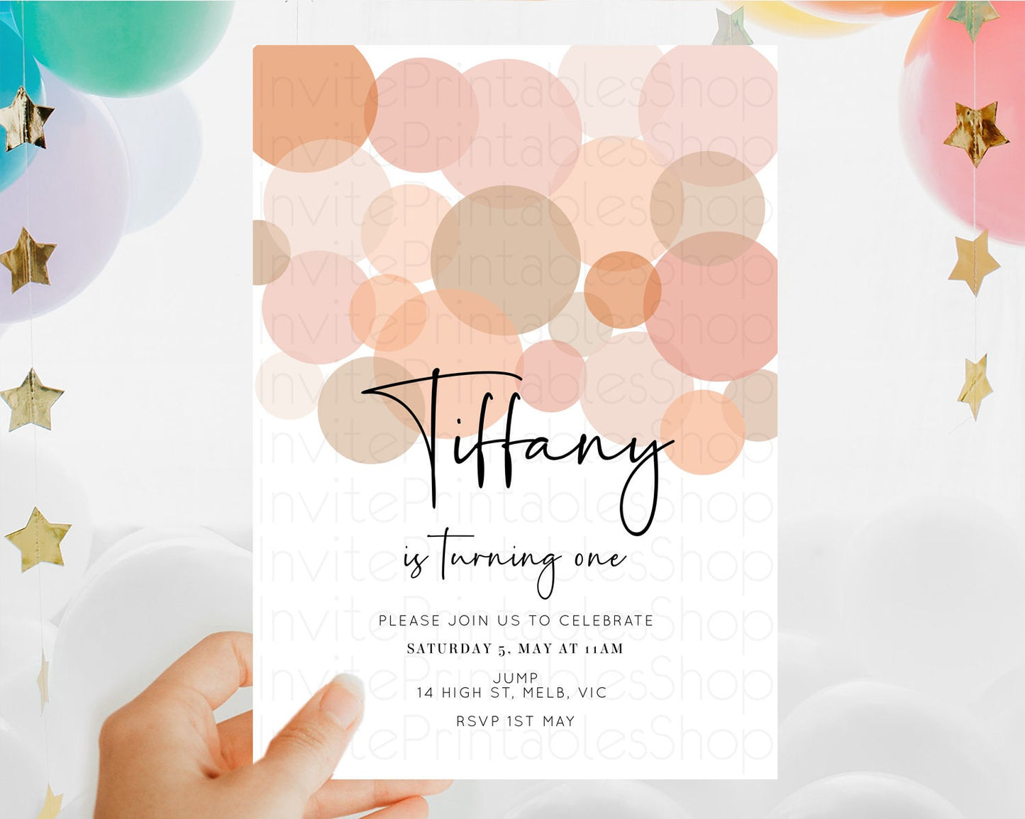 Pastel Birthday Invitation Pastel Confetti Birthday Invitation Bubbles Invitation Colorful Rainbow Confetti 2nd 1st First Birthday D10230