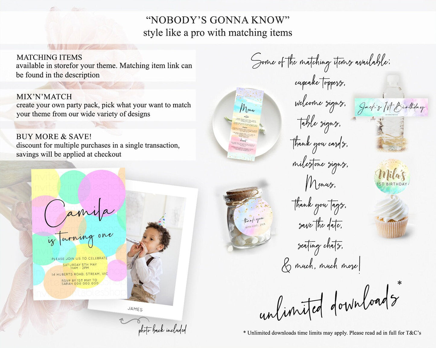 Pastel Birthday Invitation Pastel Confetti Birthday Invitation Bubbles Invitation Colorful Rainbow Confetti 2nd 1st First Birthday D10409