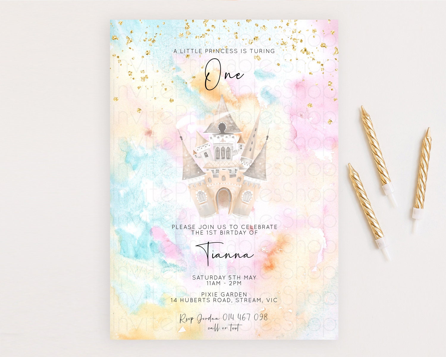 Editable Princess Birthday Invitation Princess Invitation Pastel Invitation