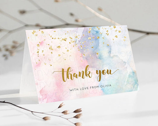 Editable Pastel Thank You Rainbow Thank You Card Colorful Pastel Birthday Th
