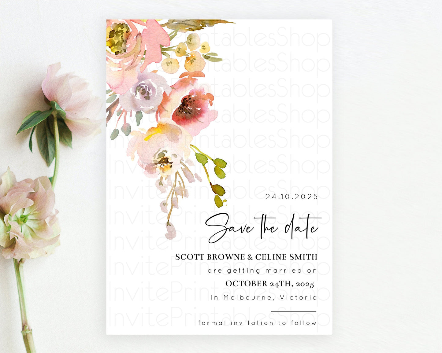 Wildflower Save The Date Template Secret Garden Save The Date Pastel Floral Garden Party Boho Flowers Birthday Baby Shower Wedding D10194