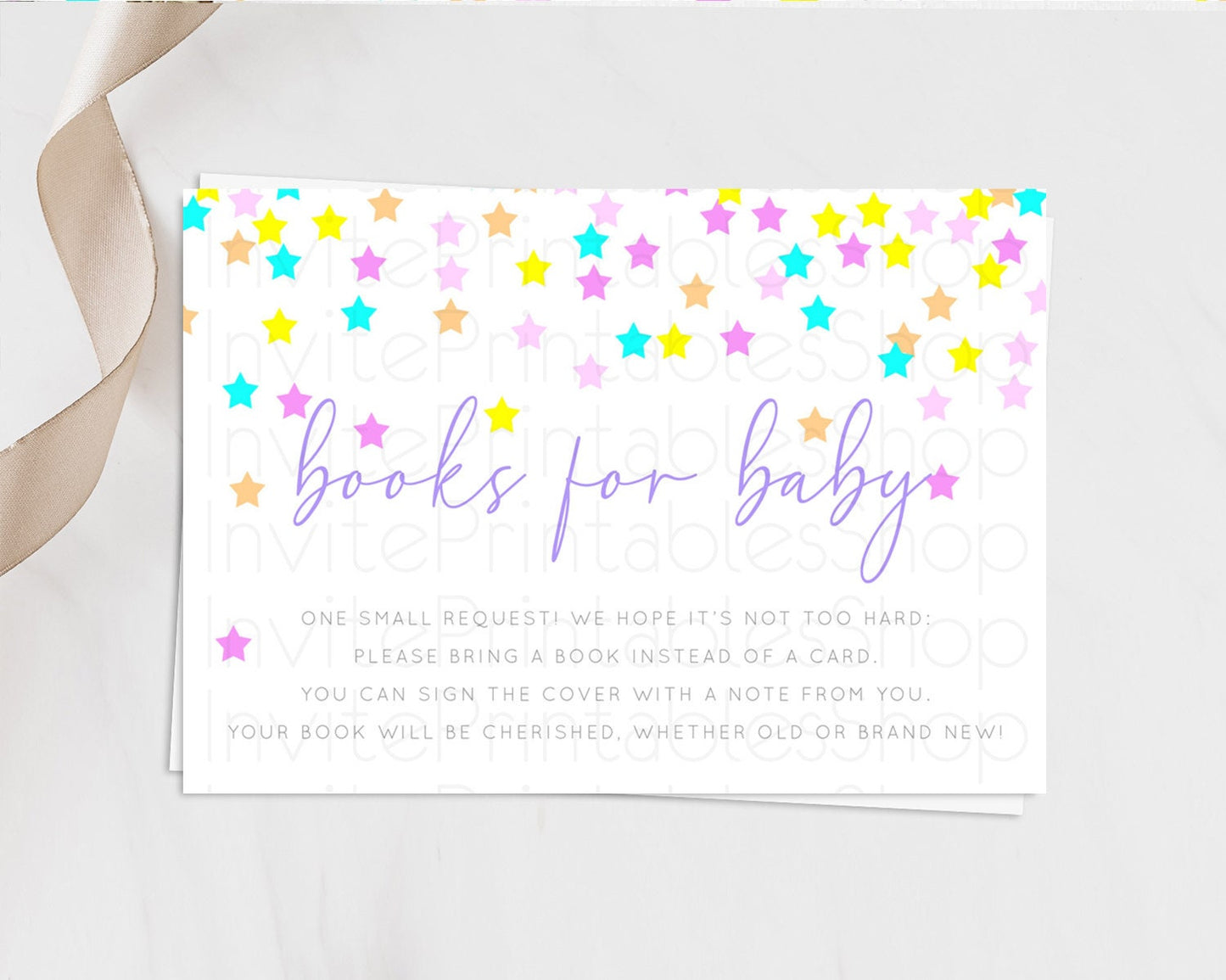 Pastel Star Books For Baby Card Shooting Star Book Insert Twinkle Little Star Book Card Rainbow Confetti Guests Book Poem Request D10397