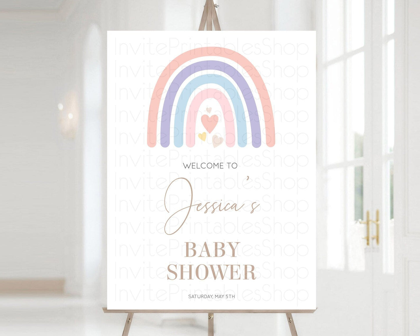 Pastel Rainbow Baby Shower Welcome Sign Boho Rainbow Welcome Board Rainbow Welcome Sign Pastel Welcome Decor Rainbow Welcome Sign D10788