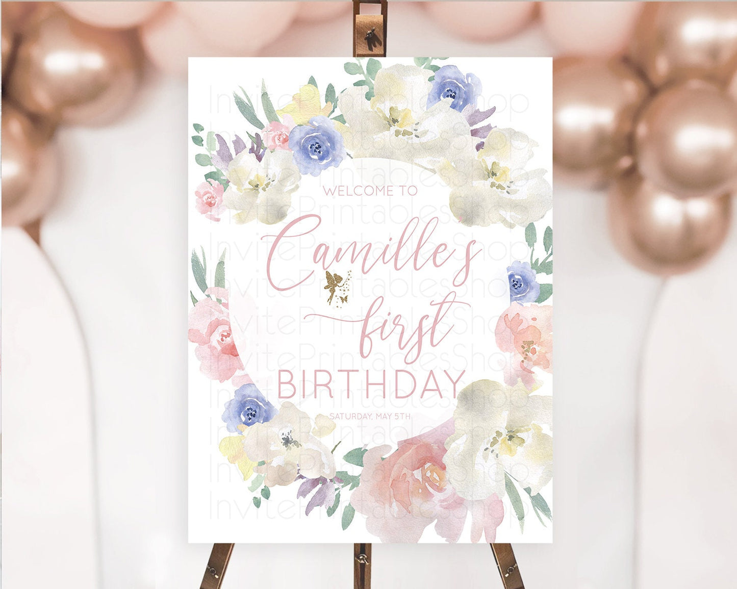 Fairy Welcome Sign Fairy Welcome Board Enchanted Garden Pastel Floral Butterfly Decor Secret Garden First Birthday Welcome Sign D10852