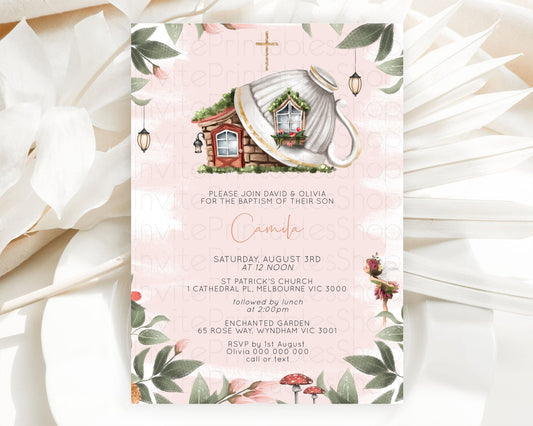 Editable Fairy Baptism Invitation Fairy Baptism 1st Birthday Invitation Ench