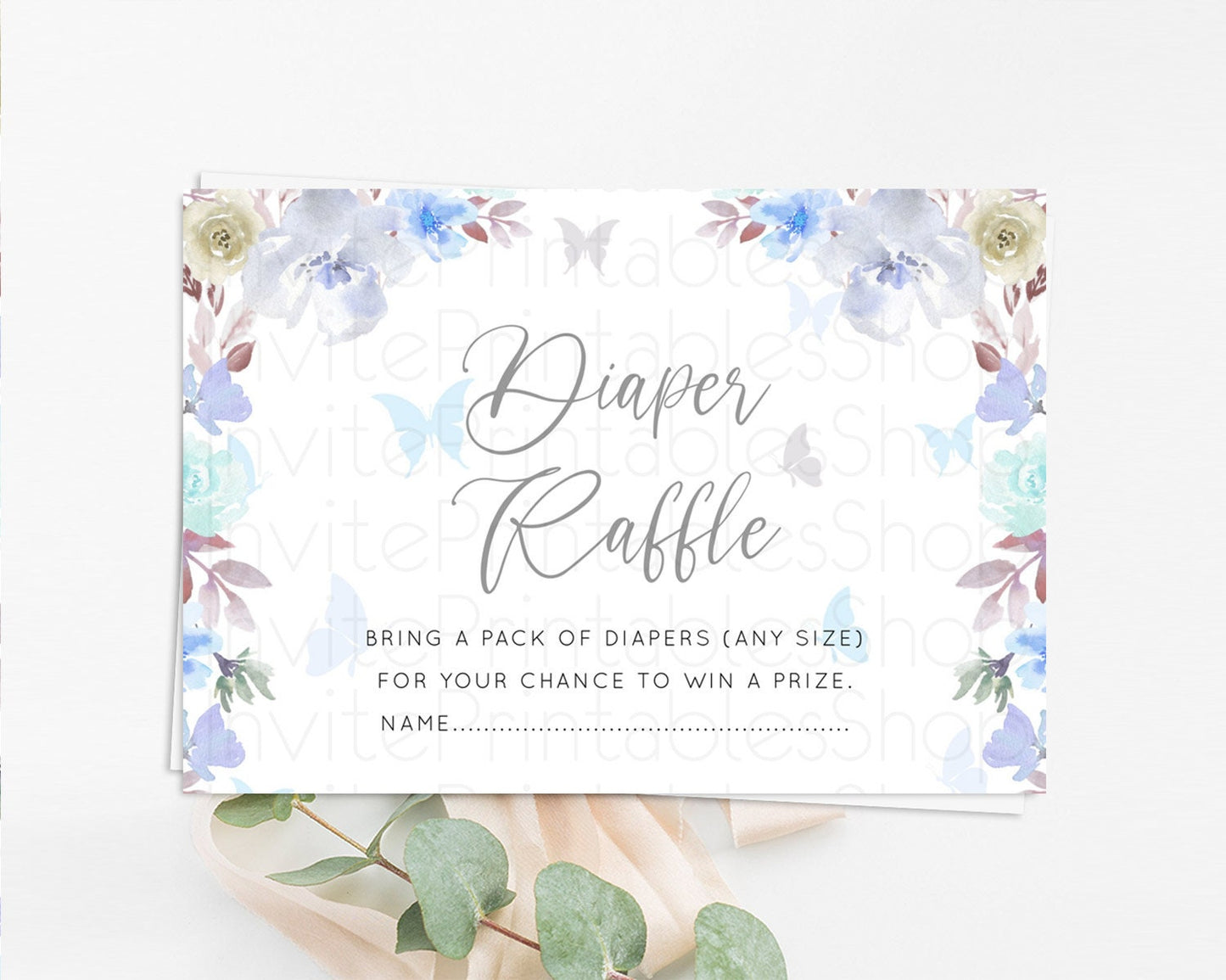 Secret Garden Diaper Raffle Card Boho Wildflower Diaper Raffle Insert Pastel Flower Garden Baby Shower Card Flower Raffle Game D10932