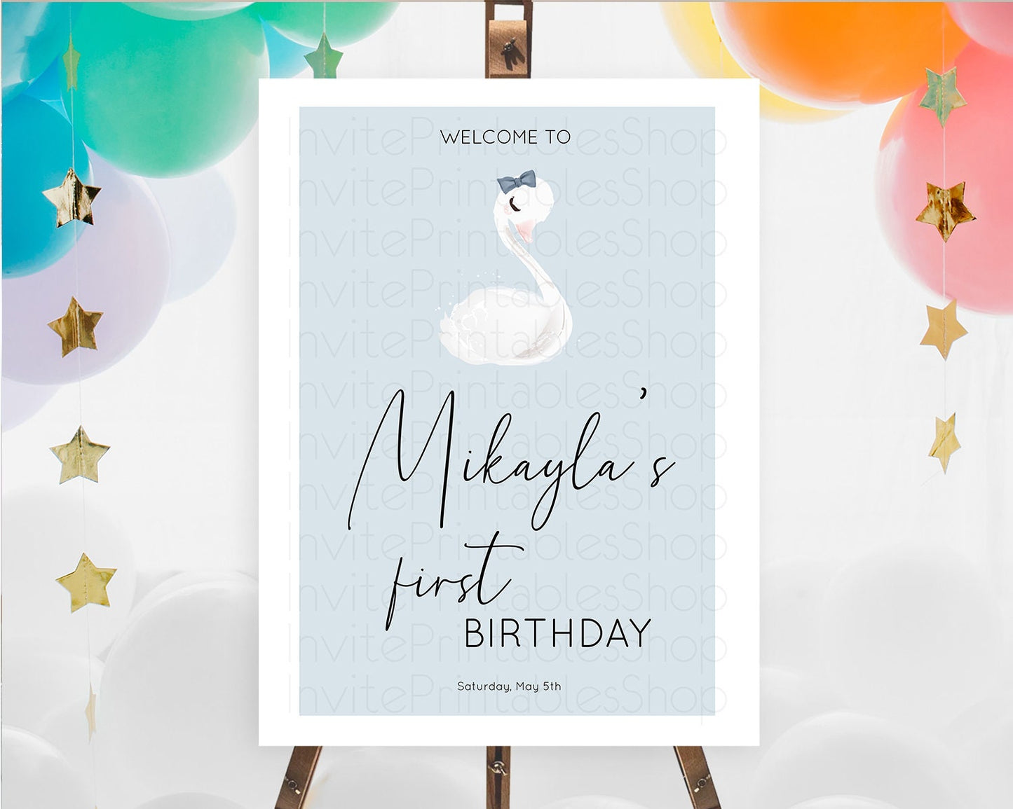 Swan Welcome Board Swan Princess Ballet Welcome Sign Enchanted Swan Lake Secret Garden Pastel Floral First Birthday Welcome Sign D10760