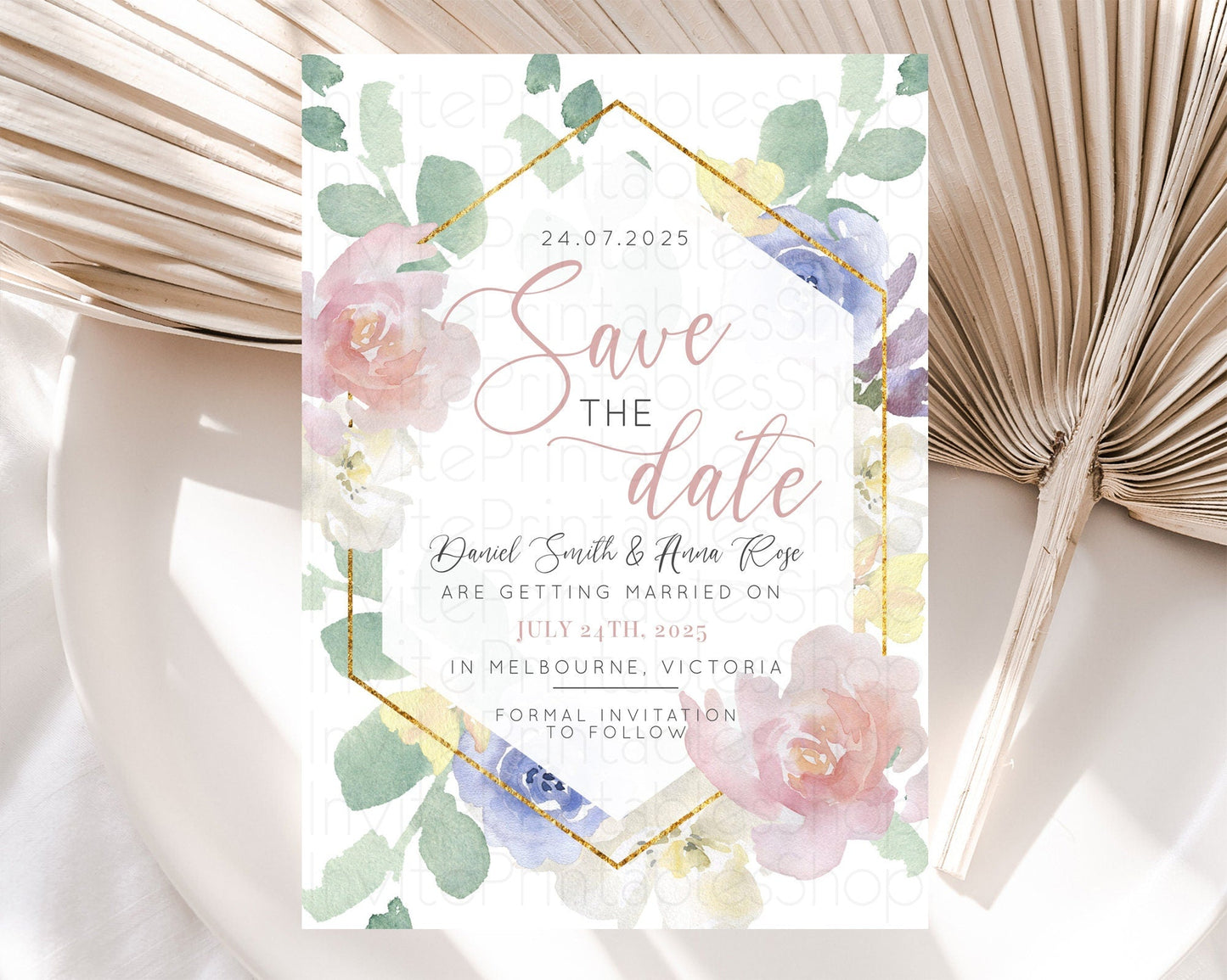 Wildflower Save The Date Template Secret Garden Save The Date Pastel Floral Garden Party Boho Flowers Birthday Baby Shower Wedding D10254