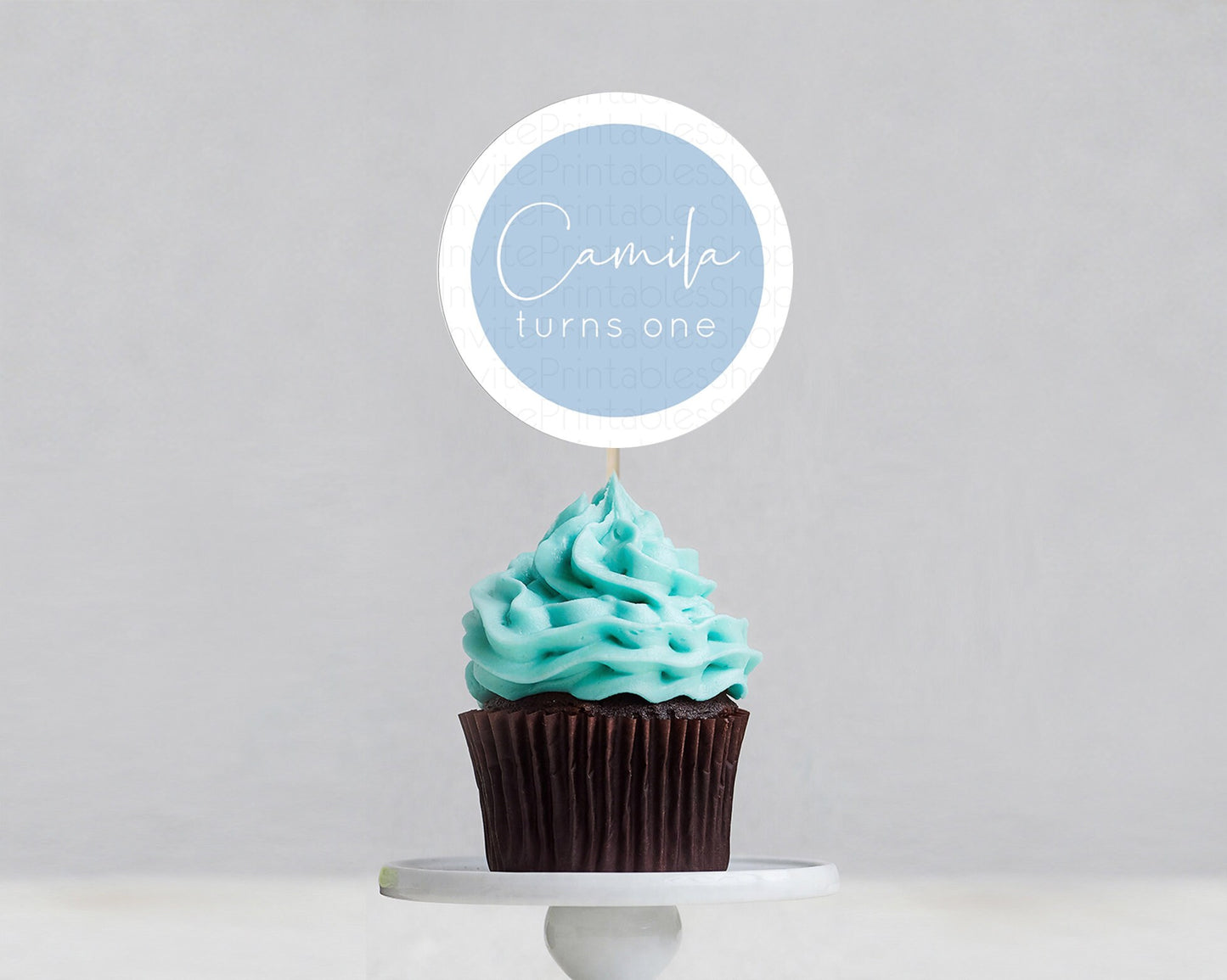 Blue Cupcake Toppers Plain Blue Cupcake Minimalist Blue Cupcake Pastel Blue Table Number  Cupcake Topper Blue Décor D10734