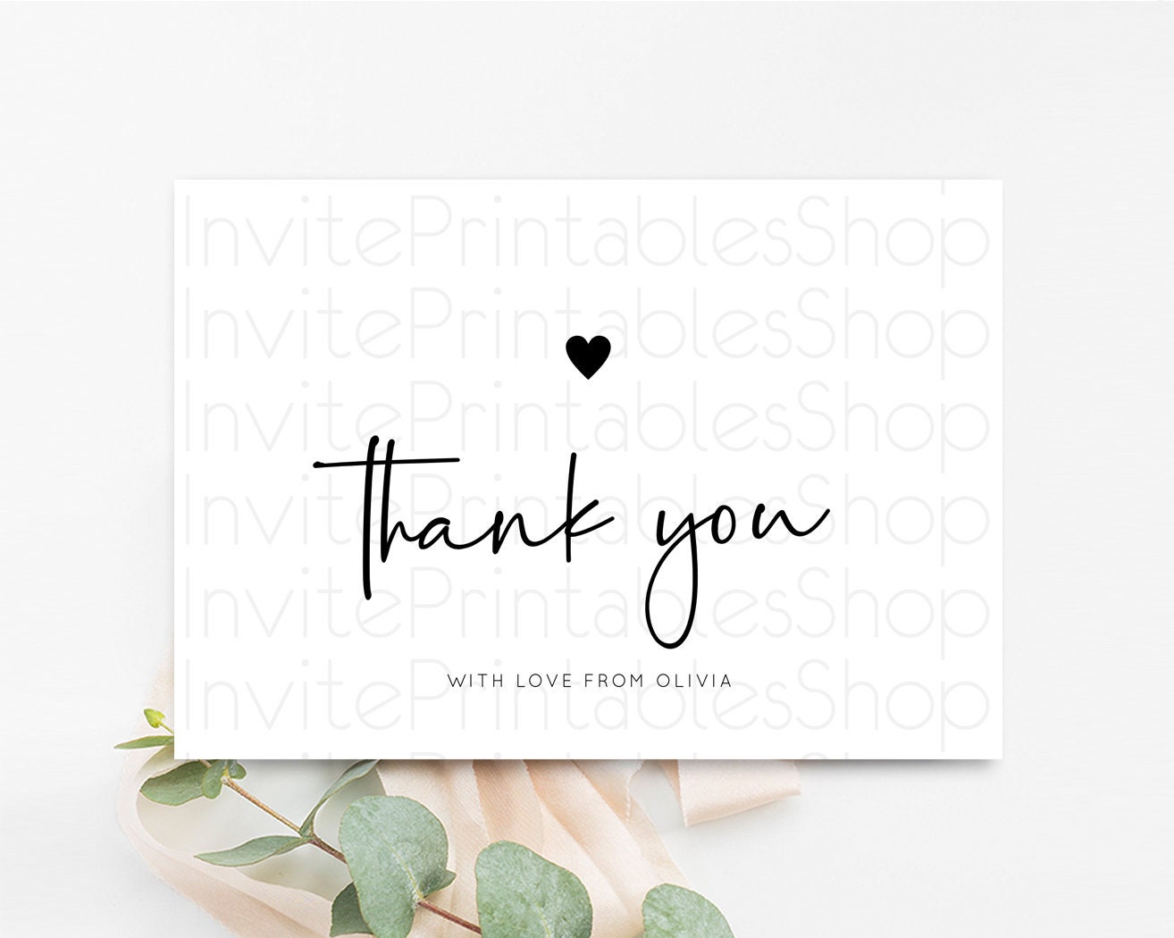 White Thank You Card Minimalist Guest Thank You Cards Simple Details Notes Modern Message Kids Birthday Baby Shower Love Heart WH100