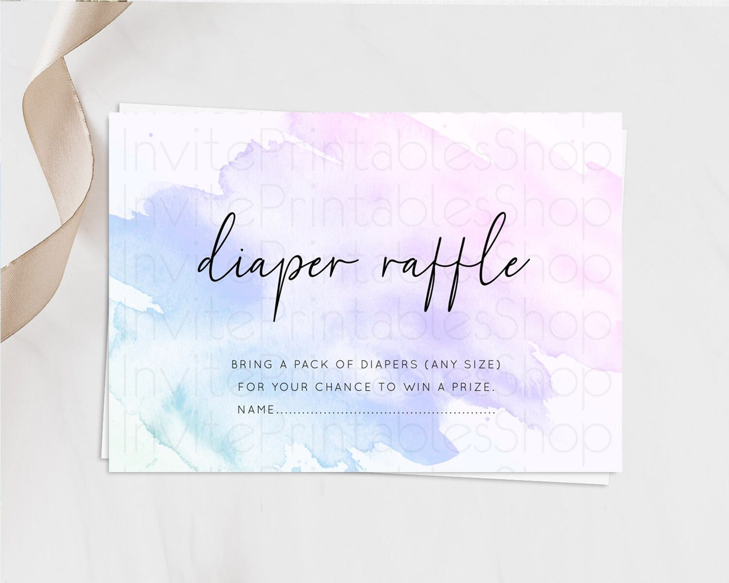 Purple Diaper Raffle Card Watercolor Diaper Raffle Insert Pastel Purple Baby Shower Diaper Ticket Purple Watercolor Raffle Game D10165