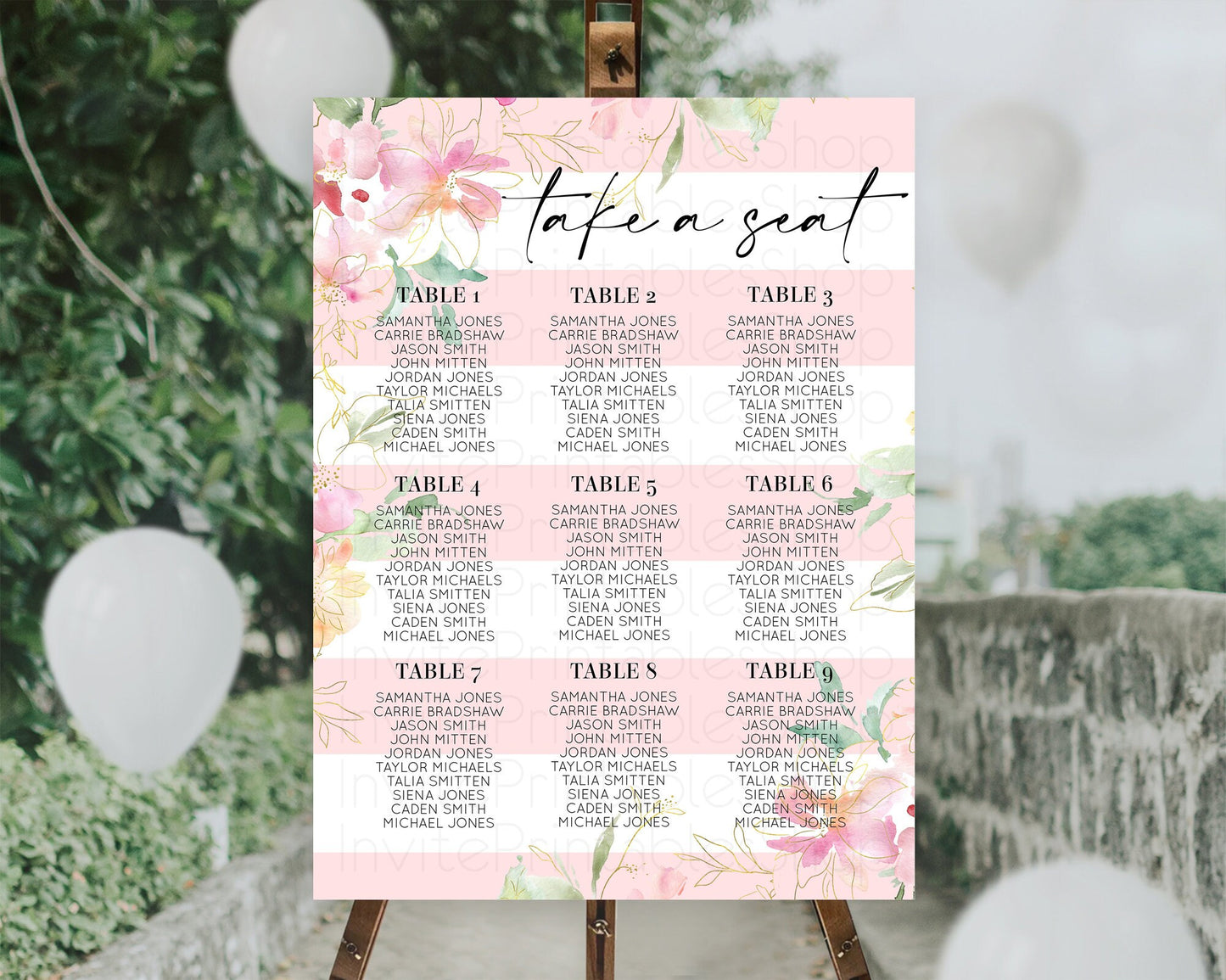 Editable Secret Garden Seating Chart Wildflower Seating Chart Pastel Flowers