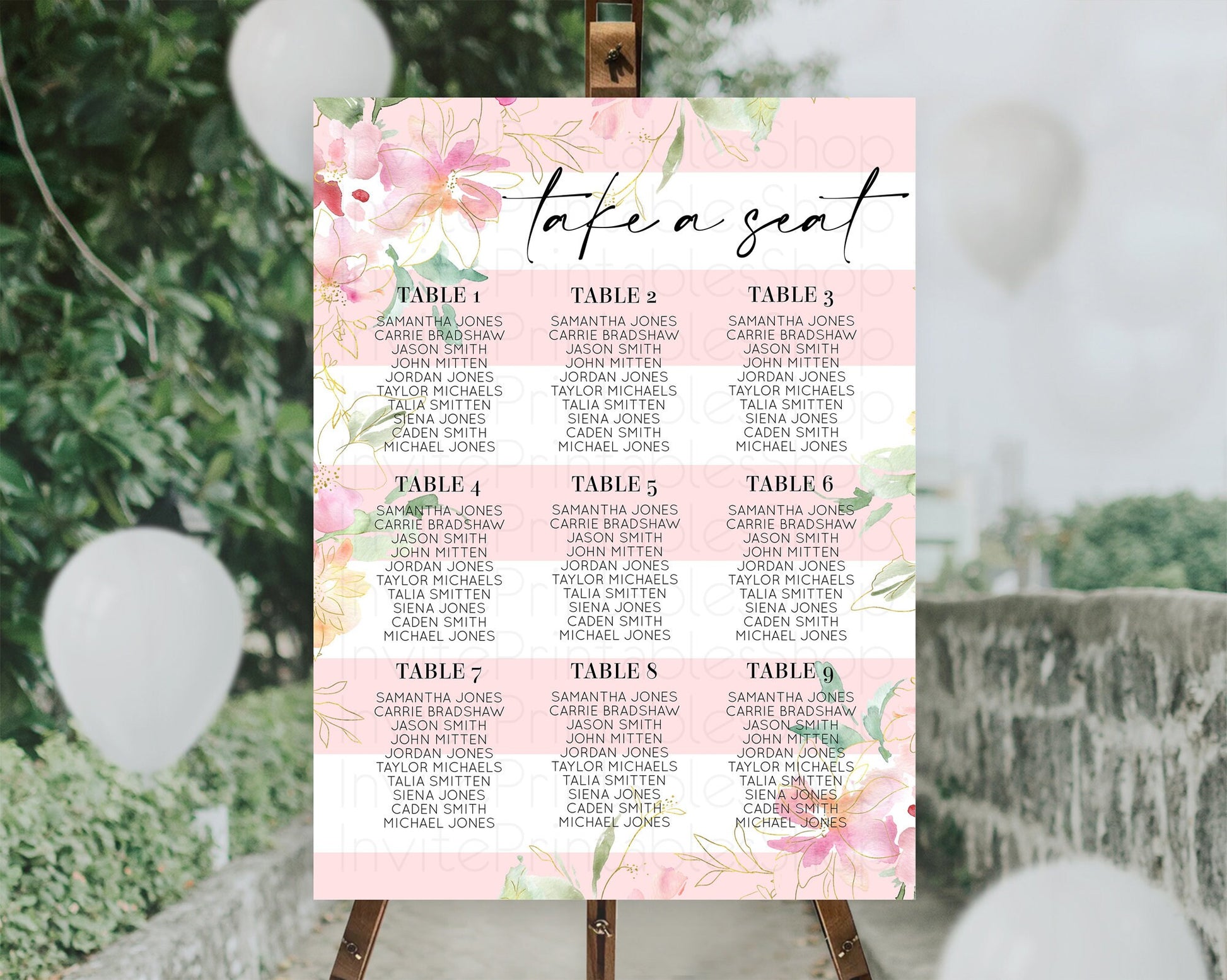 Editable Secret Garden Seating Chart Wildflower Seating Chart Pastel Flowers
