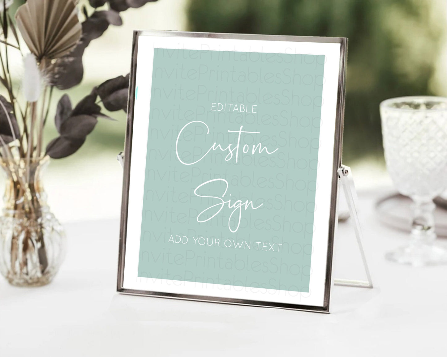 Editable Minimalist Green Sign Freen Table Sign Decor Simple Modern Green Pa