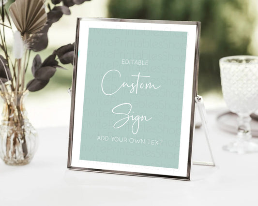 Editable Minimalist Green Sign Freen Table Sign Decor Simple Modern Green Pa