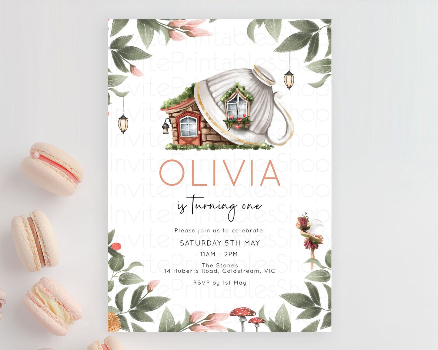 Fairy Birthday Invitation Fairy Invites Fairy Tea Party Fairy Garden Birthday Secret Garden Enchanted Garden Pastel Floral Butterfly D10851