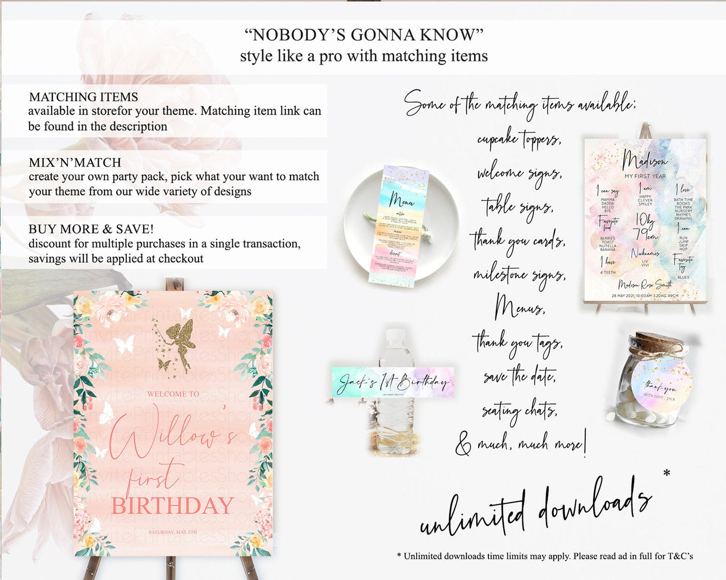 Fairy Welcome Sign Fairy Welcome Board Enchanted Garden Pastel Floral Butterfly Decor Secret Garden First Birthday Welcome Sign D10792