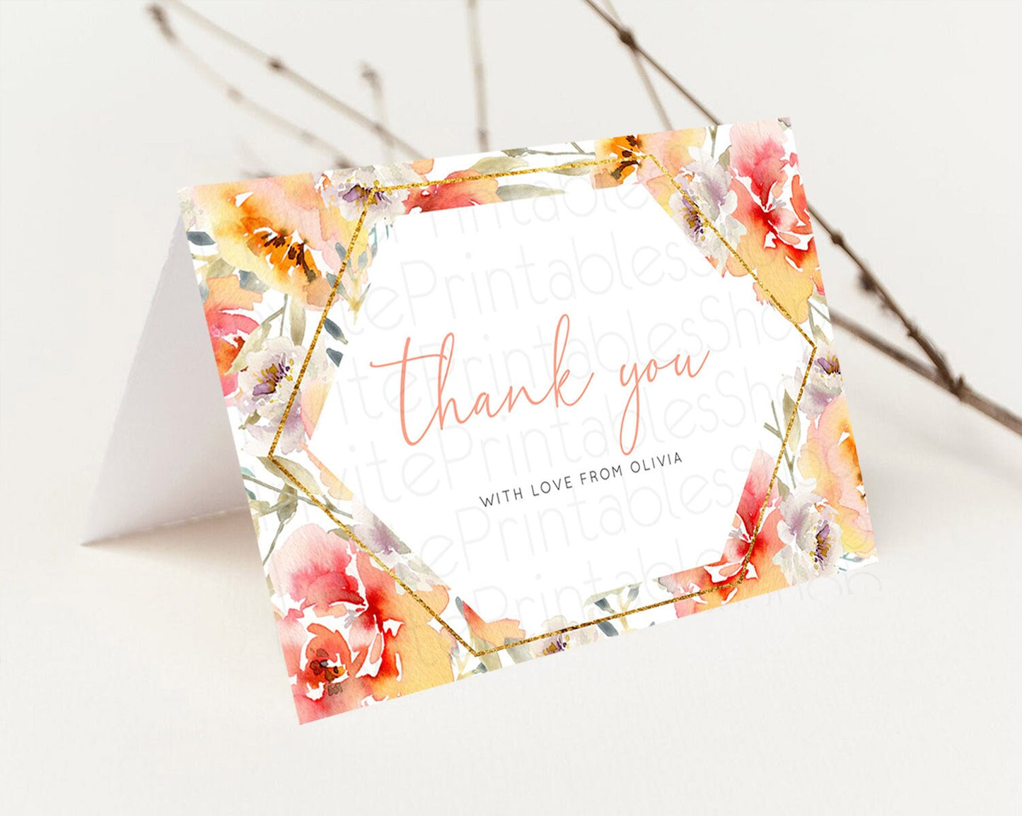 Secret Garden Thank You Wildflower Thank You Card Pastel Flower Garden Birthday Thank You Card Boho Floral Teacher Thank You Card D10791