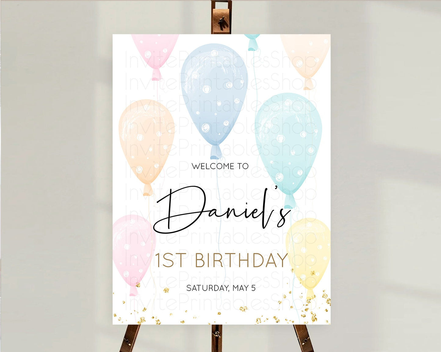 Pastel Balloons Welcome Sign Colorful Balloon Welcome Board Rainbow Balloon Weclome Poster Confetti First Birthday Welcome Sign D10776