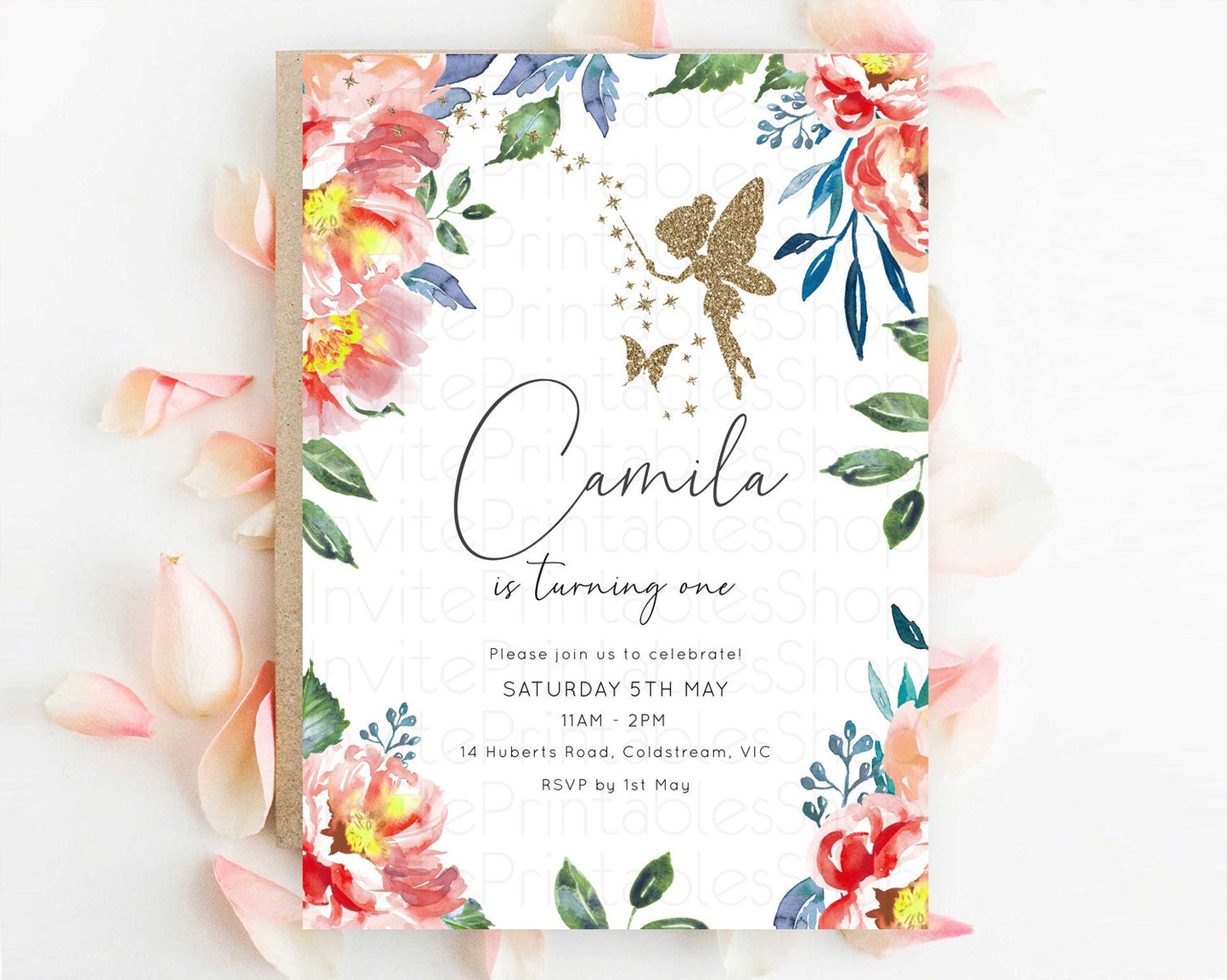 Fairy Birthday Invitation Fairy Invites Fairy Tea Party Fairy Garden Birthday Secret Garden Enchanted Garden Pastel Floral Butterfly D10752