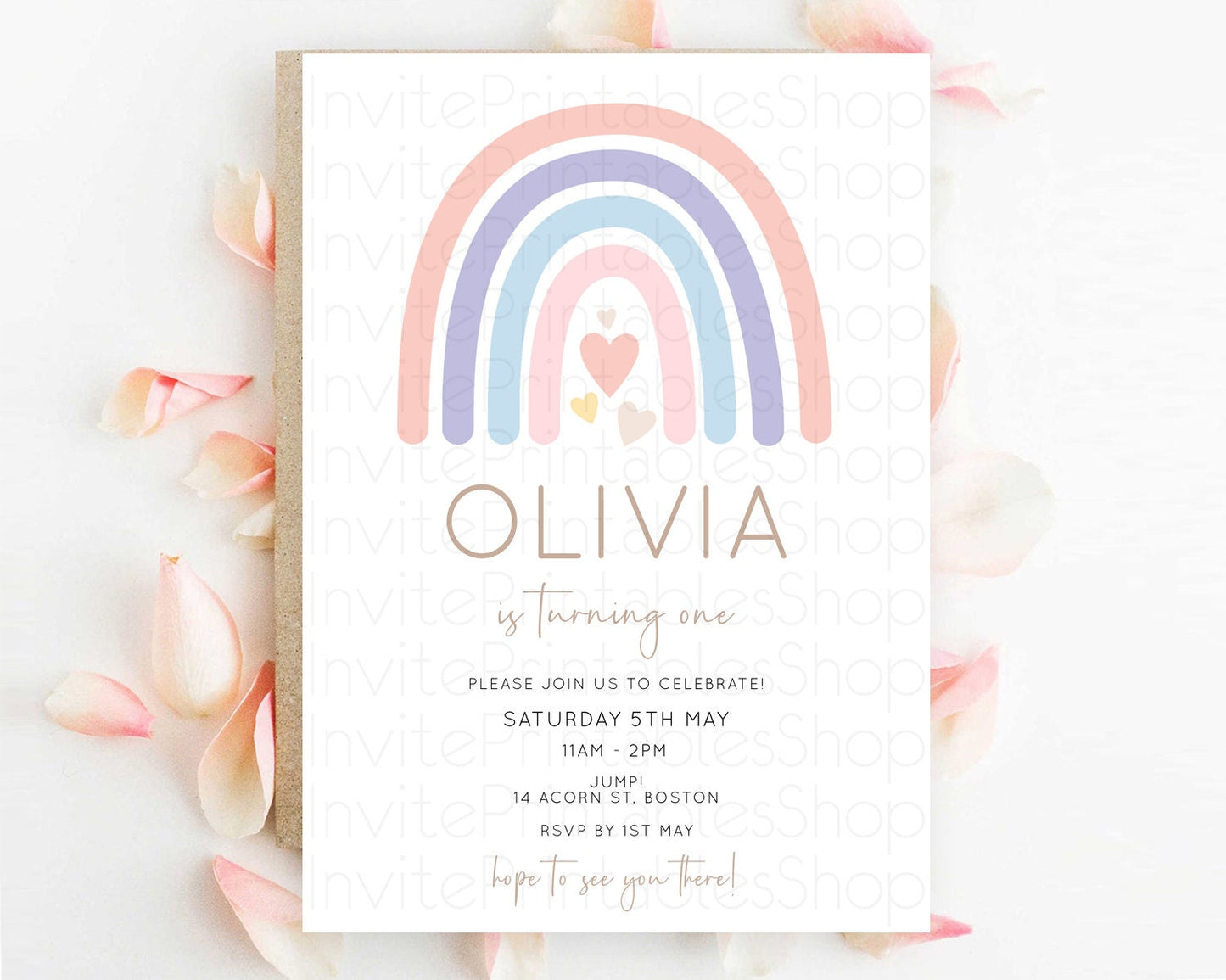 Pastel Rainbow Birthday Invitation Pastel Rainbow Invitation Rainbow Invitation Pastel Invitation Boho Rainbow 1st First Birthday D10788