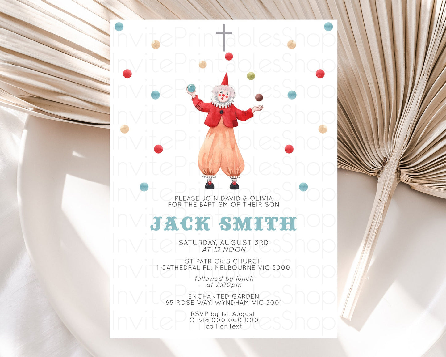 Circus Baptism Invitation Carnival Baptism 1st Birthday Invitation Clown Circus Lion Christening Invitation Circus Tent Elephant D10502