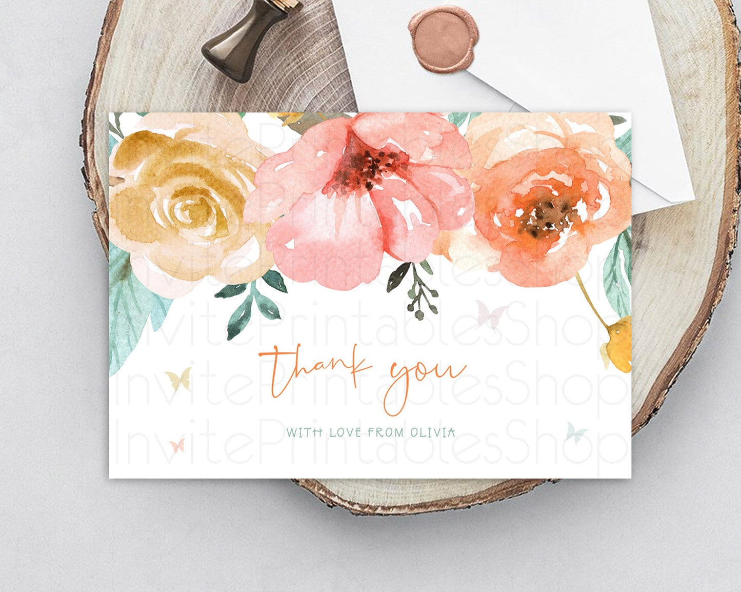 Secret Garden Thank You Wildflower Thank You Card Pastel Flower Garden Birthday Thank You Card Boho Floral Teacher Thank You Card D10347