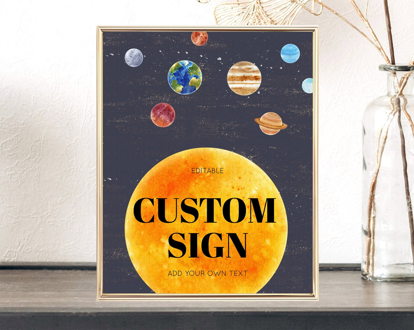 Space Table Sign Decor Galaxy Space Adventure Party First Trip Around the Sun Planets Solar System 1st Birthday Baptism Baby Shower D10430