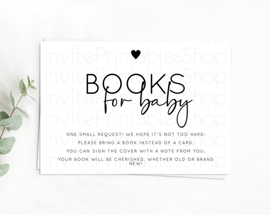 Editable Minimalist Baby Shower Book Insert Simple White Book Insert Minimal