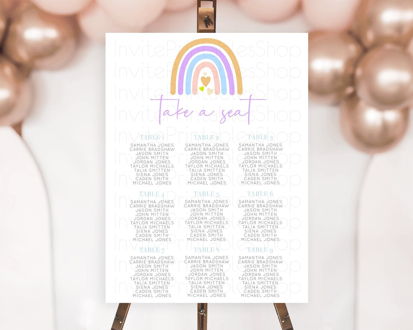 Pastel Rainbow Seating Chart Boho Rainbow Seating Chart Rainbow Seating Chart Pastel Seating Chart Boho Rainbow Seating Sign D10238