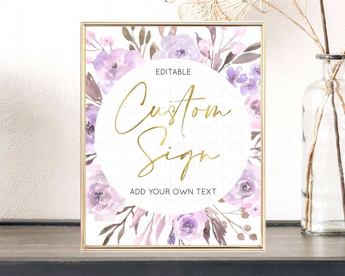 Editable Wildflower Floral Table Sign Decor Secret Garden Sign Template Past
