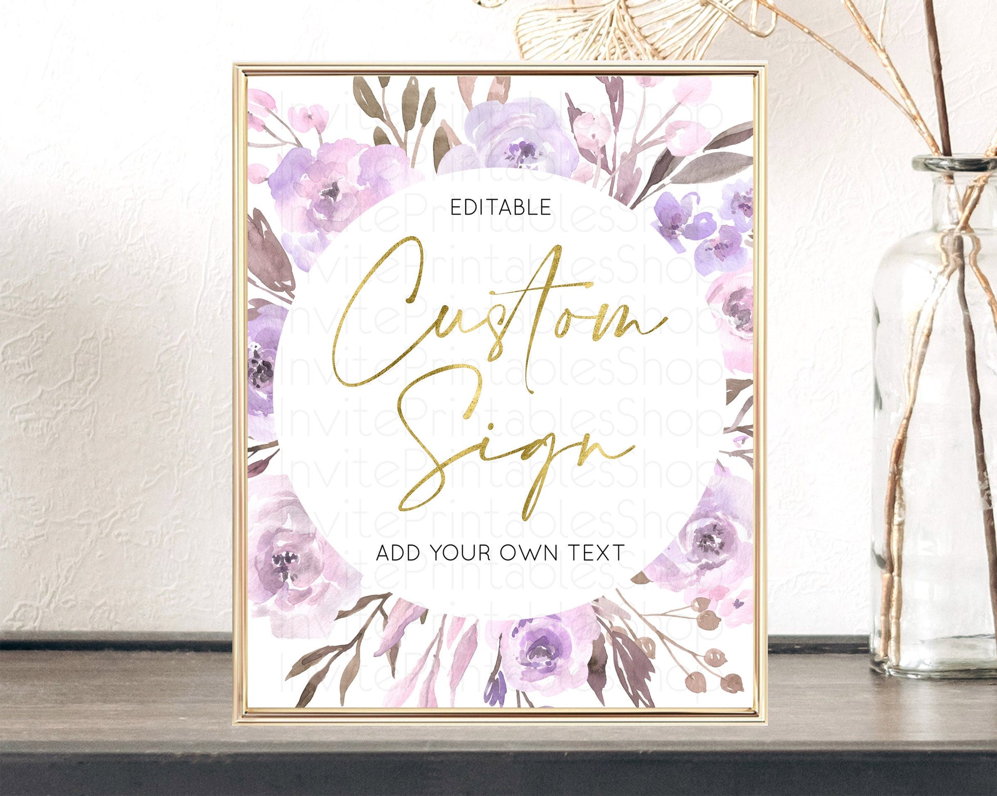 Editable Wildflower Floral Table Sign Decor Secret Garden Sign Template Past