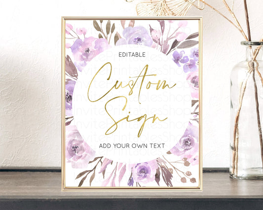 Editable Wildflower Floral Table Sign Decor Secret Garden Sign Template Past