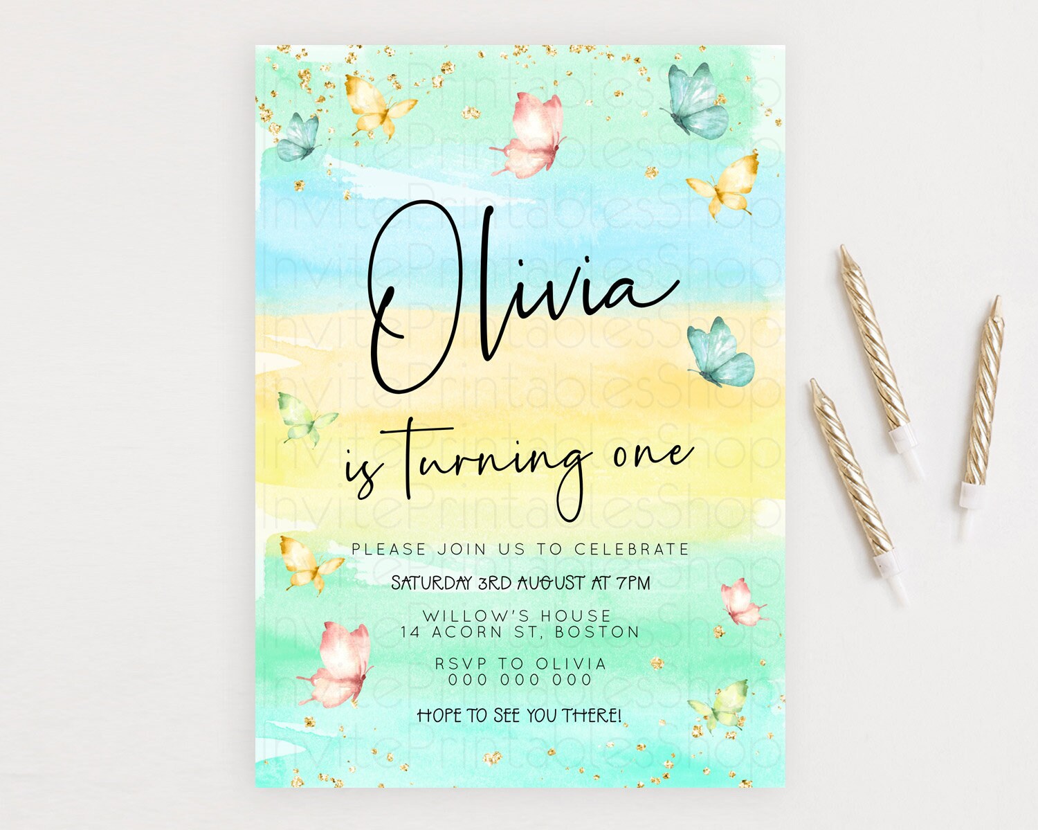 Editable Pastel Butterfly Birthday Invitation Butterfly Birthday Invitation