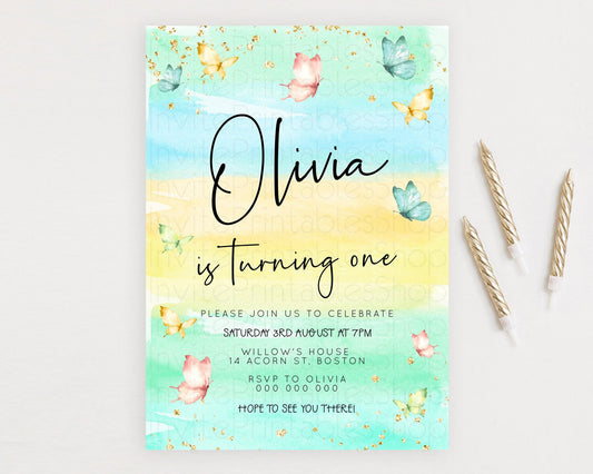 Editable Pastel Butterfly Birthday Invitation Butterfly Birthday Invitation