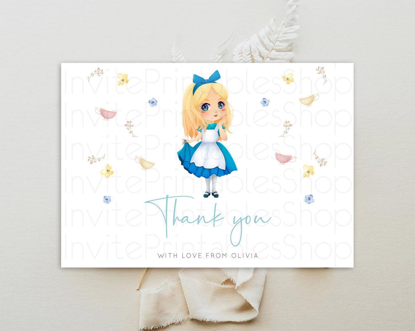 Princess Thank You Castle Thank You Card Secret Garden Birthday Thank You Card Enchanted Castle Pastel Floral Teacher Thank You Card D10886