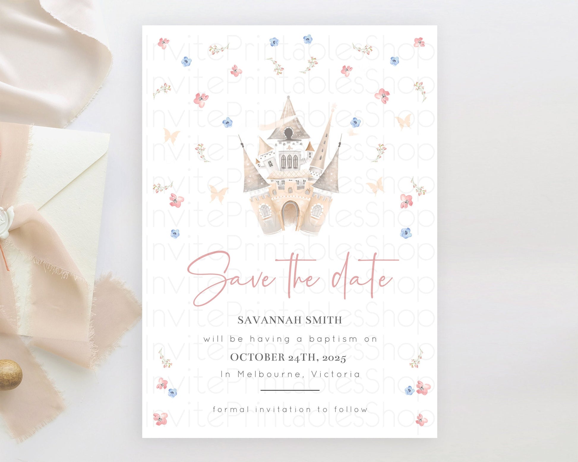 Editable Princess Save The Date Template Secret Garden Enchanted Castle Past