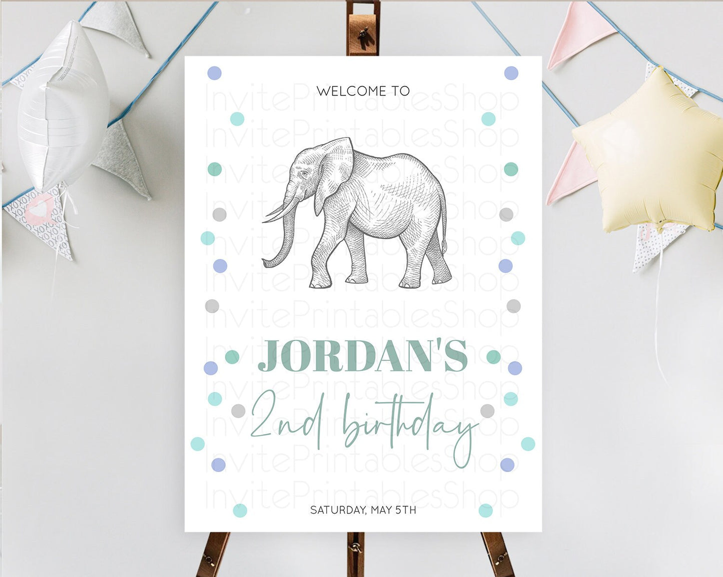 Elephant Welcome Sign Elephant Welcome Board Elephant Party Welcome Poster Safari Party Decor Elephant First Birthday Welcome Sign D10859