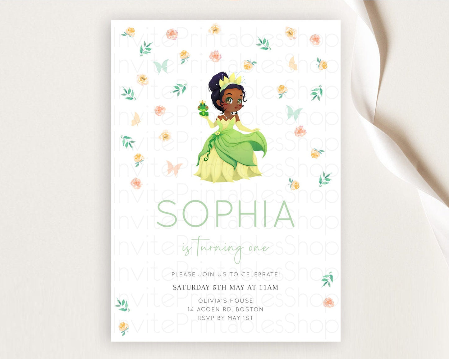 Princess Birthday Invitation Castle Invitation Royal Birthday Fairy Tale Enchanted Castle Pastel Floral Garden 1st First Birthday D10358