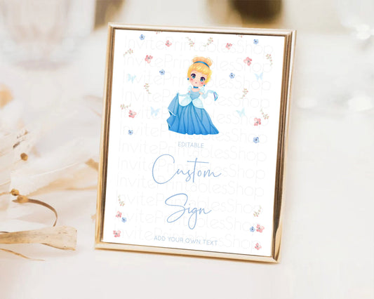 Editable Princess Party Table Sign Decor Secret Garden Enchanted Castle Past