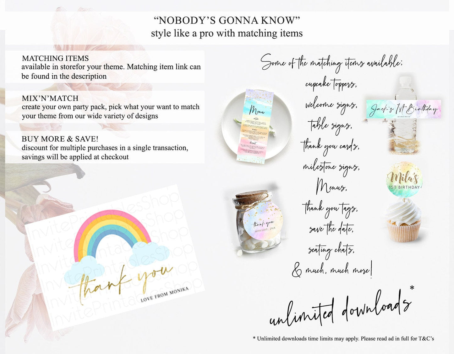 Pastel Rainbow Thank You Boho Rainbow Thank You Card Rainbow Birthday Thank You Cards Pastel Rainbow Teacher Thank You Card Template D10123