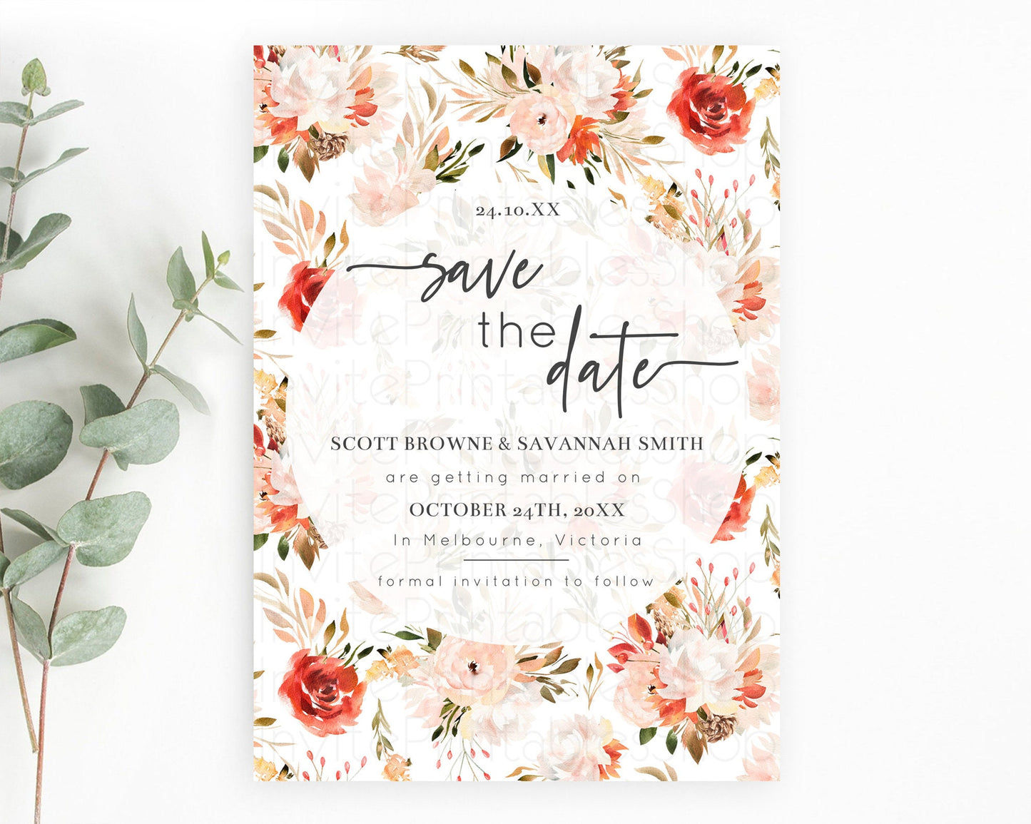 Wildflower Save The Date Template Secret Garden Save The Date Pastel Floral Garden Party Boho Flowers Birthday Baby Shower Wedding D10540