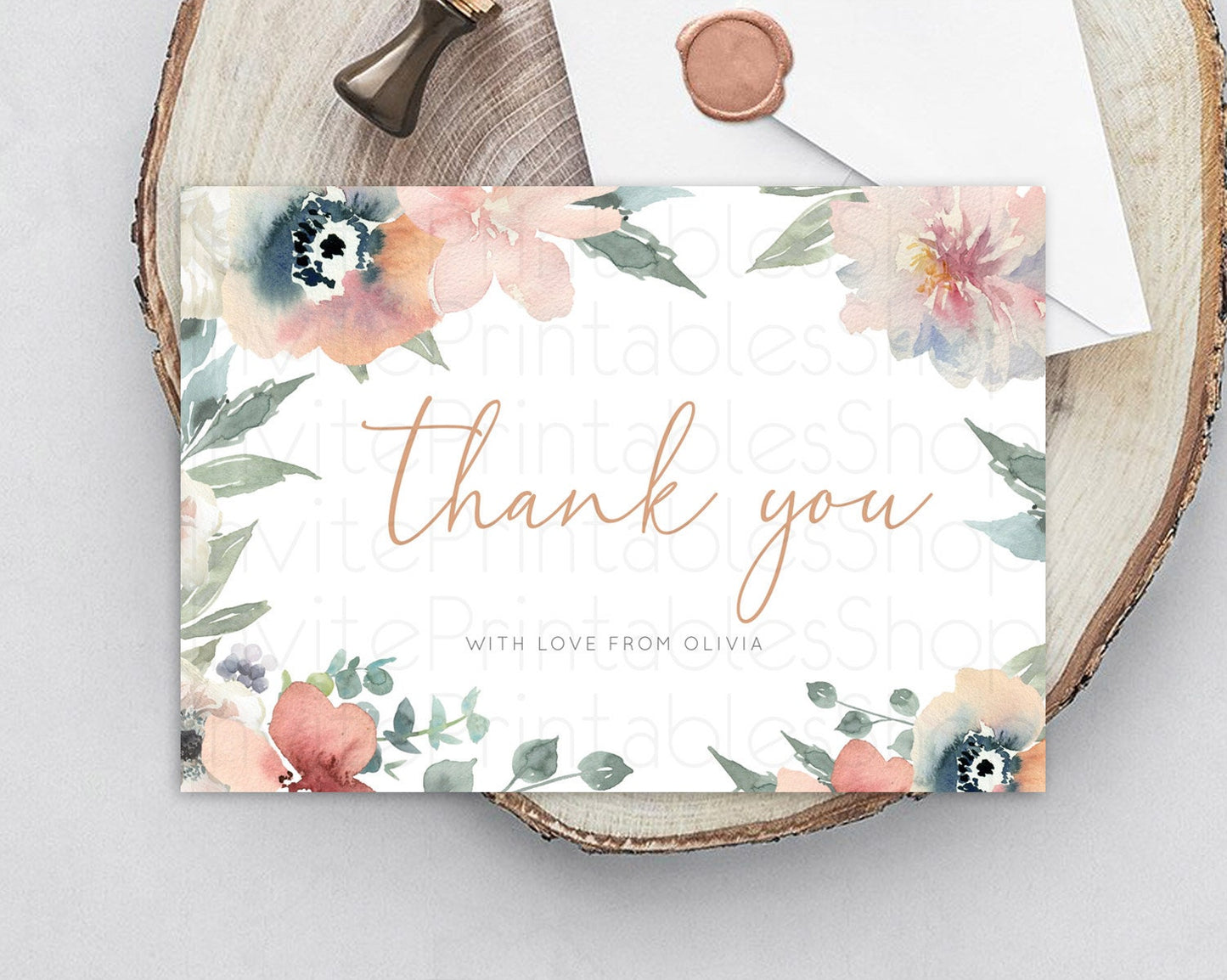 Secret Garden Thank You Wildflower Thank You Card Pastel Flower Garden Birthday Thank You Card Boho Floral Teacher Thank You Card D10787