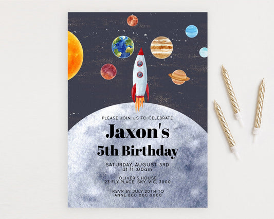 Editable Space Birthday Invitation Space 1st Birthday Invites First Trip Aro